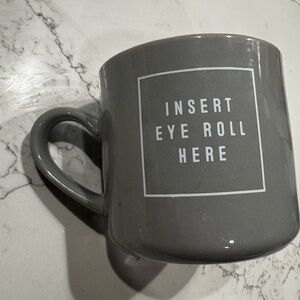 Gray Ceramic Mug with Humorous Text